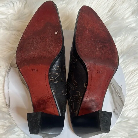 EUC Donald Pliner Perlie Italian Black Leather Embroidered Western Mules, 7.5M - Picture 10 of 14